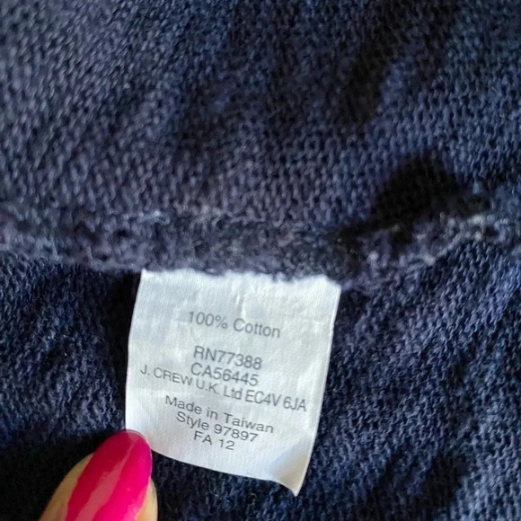 J CREW | Port of Call Cities Navy Blue Waffle Knit 100% Cotton Sweatshirt Size M - Picture 8 of 8